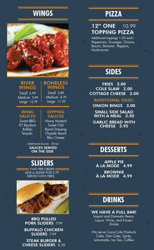 Our Menu Riverside Marina